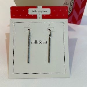 Stella & Dot Drop Rhinestone Earrings in Gunmetal NIB
